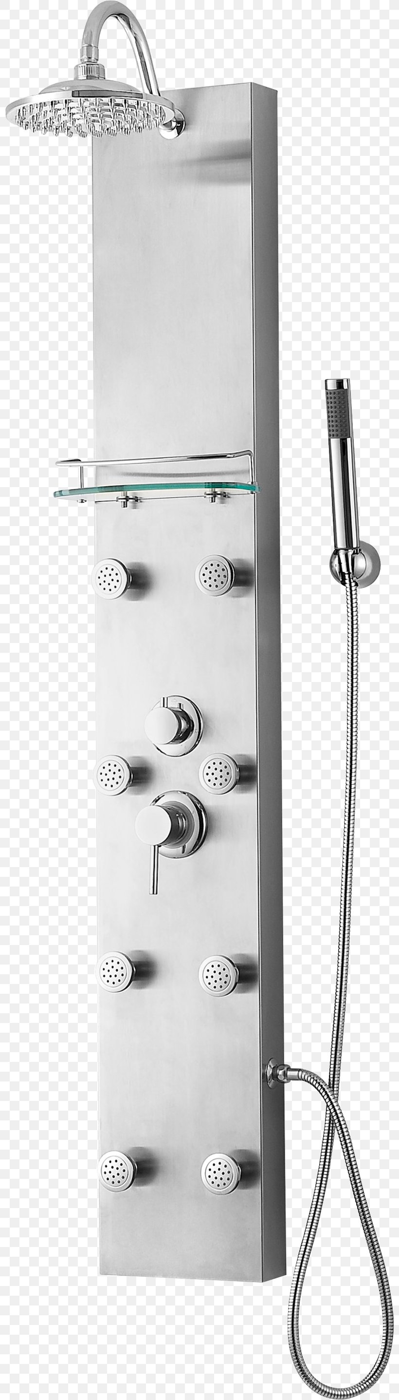 Faucet Handles & Controls Shower Thermostatic Mixing Valve Stainless Steel Spray, PNG, 800x2874px, Faucet Handles Controls, Bathroom, Bathroom Accessory, Brushed Metal, Exhaust Hood Download Free