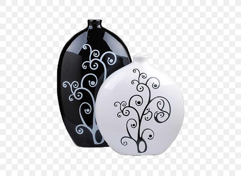 Vase Ceramic Decorative Arts Black And White Pottery, PNG, 600x600px, Vase, Black And White, Bottle, Ceramic, Craft Download Free