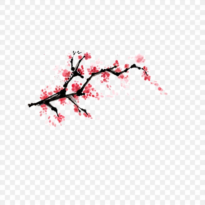 Ink Wash Painting Plum Blossom, PNG, 4094x4094px, Ink Wash Painting, Art, Blossom, Branch, Cherry Blossom Download Free