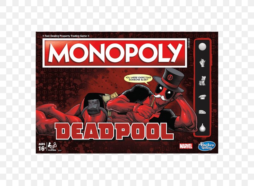 Monopoly Deadpool Board Game Hasbro, PNG, 600x600px, Monopoly, Advertising, Board Game, Brand, Comic Book Download Free