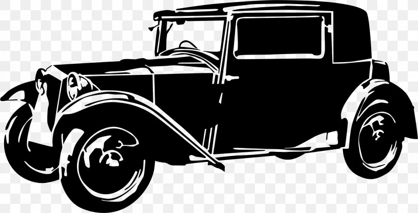 Antique Car Tatra 57 Tatra 613 Clip Art, PNG, 2364x1206px, Antique Car, Automotive Design, Black And White, Brand, Car Download Free