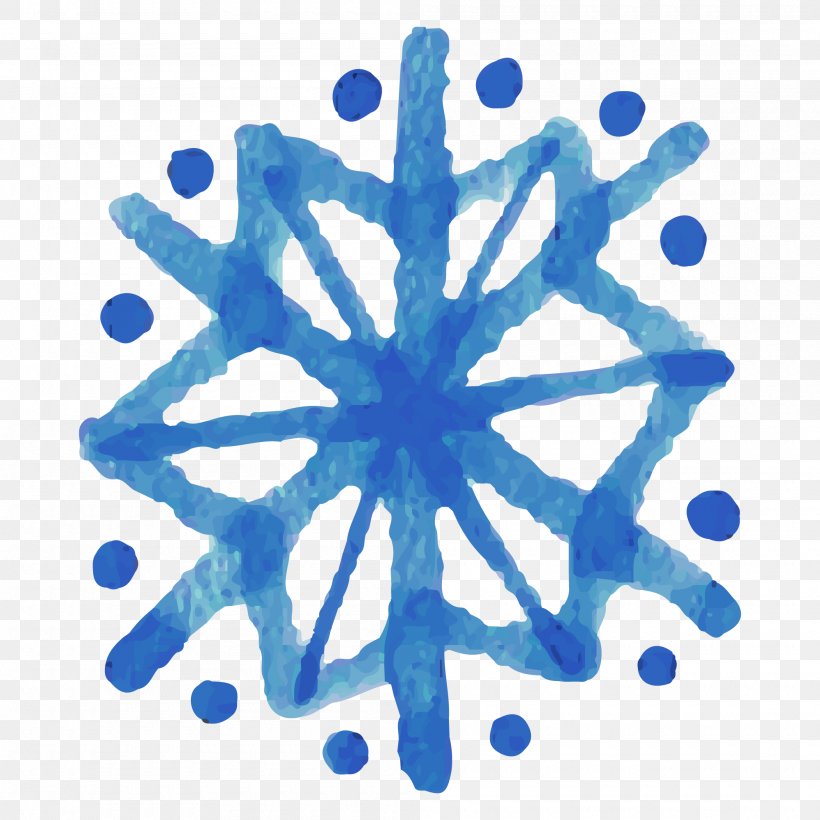 Snowflake Watercolor Painting Illustration, PNG, 2000x2000px, Snowflake, Blue, Cobalt Blue, Drawing, Electric Blue Download Free