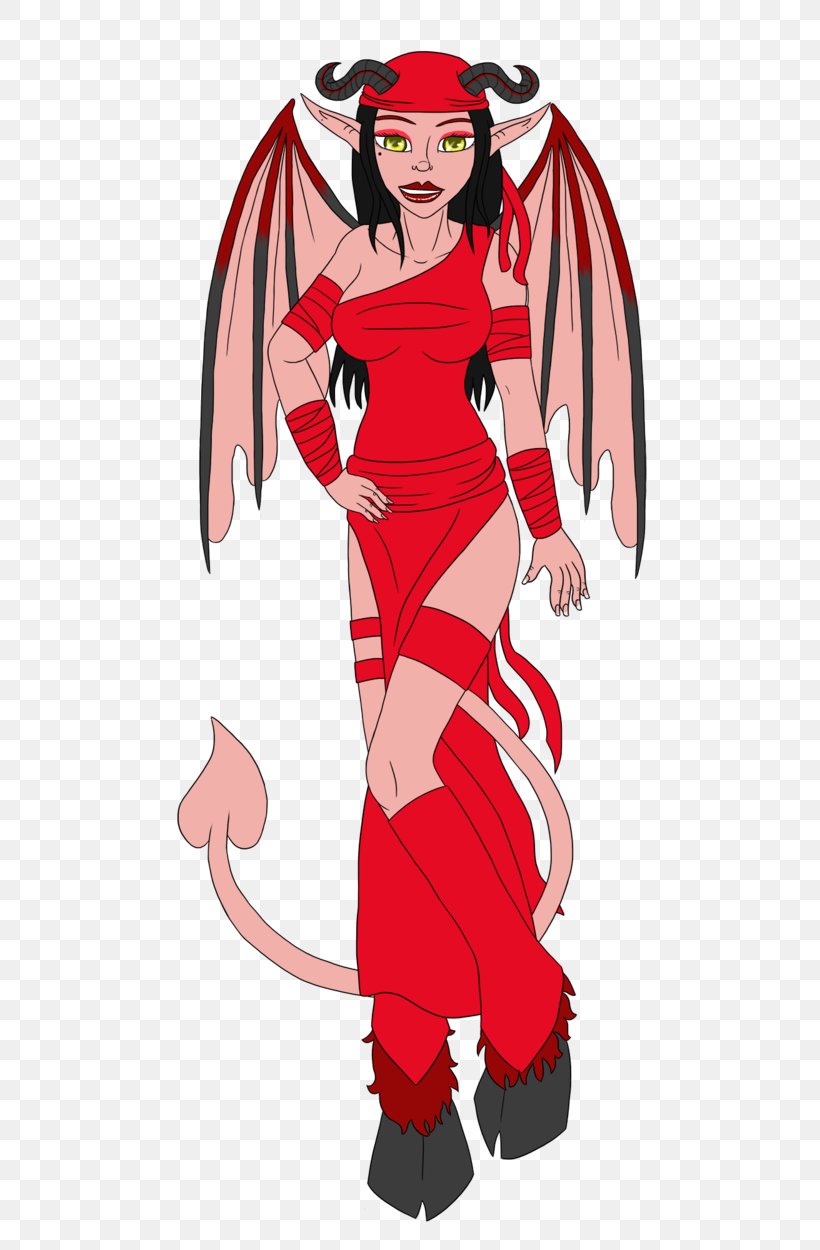 Demon Cartoon Female Costume, PNG, 640x1250px, Watercolor, Cartoon, Flower, Frame, Heart Download Free