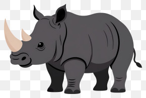 Gray Cartoon Rhinoceros PNG