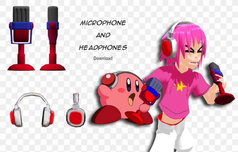 Microphone Kirby 64: The Crystal Shards Kirby's Dream Land 3 Kirby & The Amazing Mirror Headphones, PNG, 900x576px, Watercolor, Cartoon, Flower, Frame, Heart Download Free