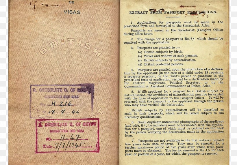 Colony Of Aden Passport British Protected Person Travel Document, PNG, 1517x1060px, Colony Of Aden, Aden, Birth Certificate, British Empire, British Passport Download Free