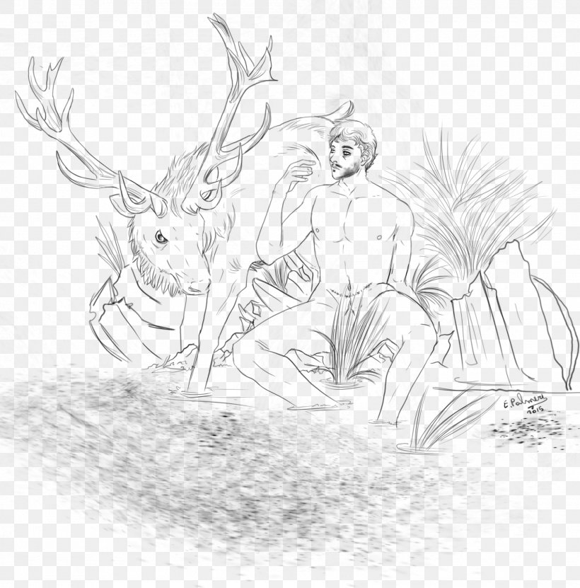 Deer Hare Line Art Sketch, PNG, 1600x1623px, Deer, Antler, Art, Artwork, Black And White Download Free