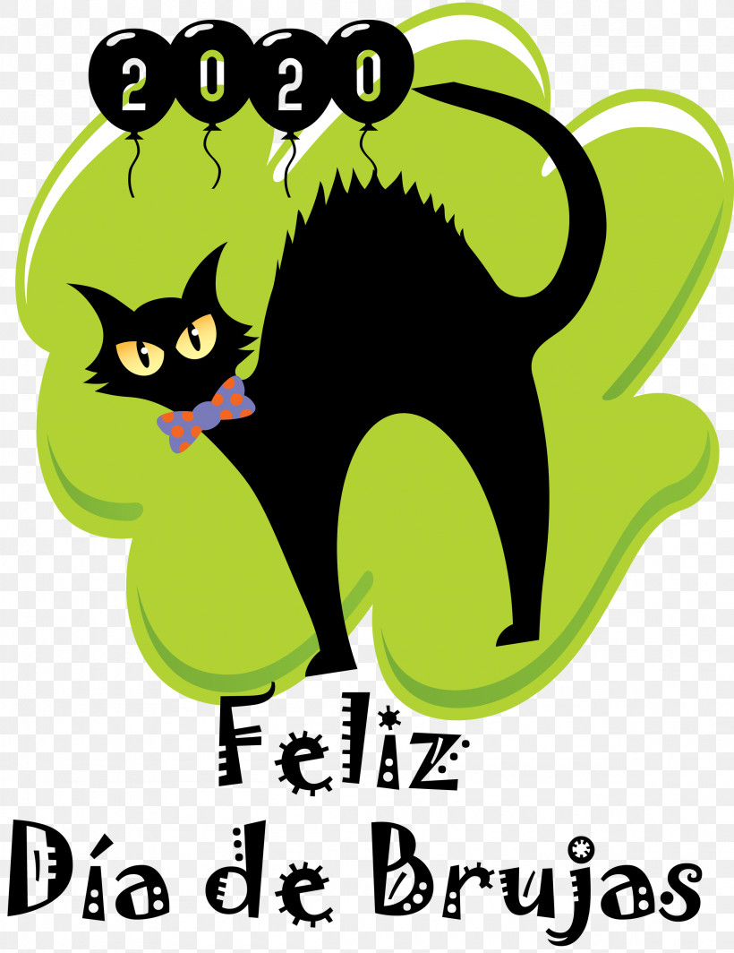 Feliz Día De Brujas Happy Halloween, PNG, 2310x3000px, Feliz D%c3%ada De Brujas, Area, Cartoon, Cat, Green Download Free