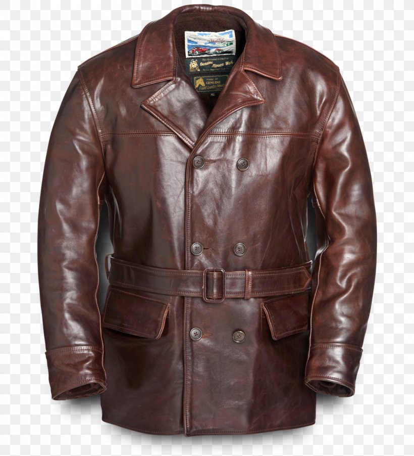 Кожаное коричневое пальто