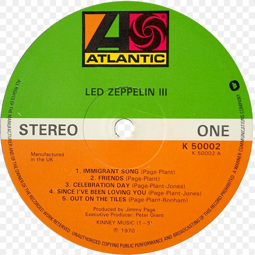 Led Zeppelin III Houses Of The Holy Phonograph Record, PNG, 831x832px, Led Zeppelin, Album, Atlantic Records, Brand, Compact Disc Download Free