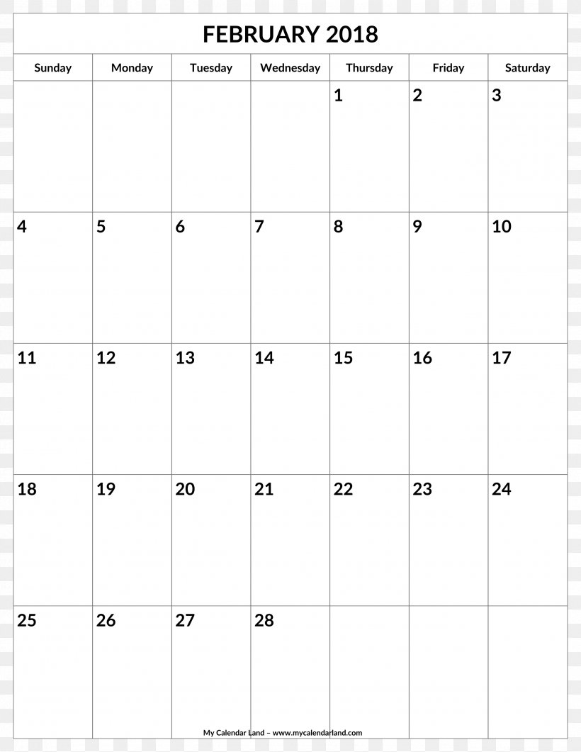 0 February Calendar Pattern, PNG, 2550x3300px, 2018, Area, Calendar, February, Number Download Free