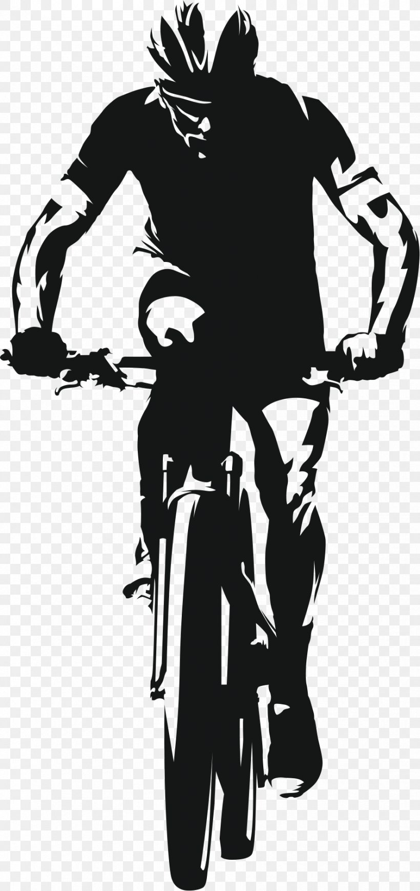 Vector Graphics Mountain Bike Bicycle Mountain Biking Illustration, PNG, 887x1881px, Mountain Bike, Art, Bicycle, Black, Black And White Download Free