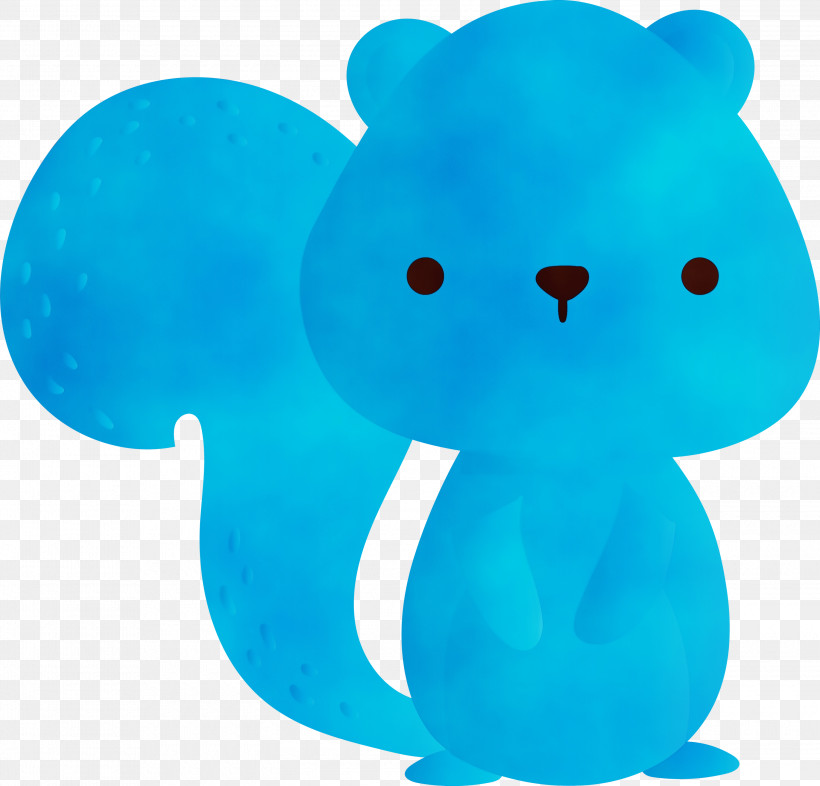 Blue Turquoise Animal Figure Bear Toy, PNG, 3000x2876px, Watercolor, Animal Figure, Bear, Blue, Paint Download Free