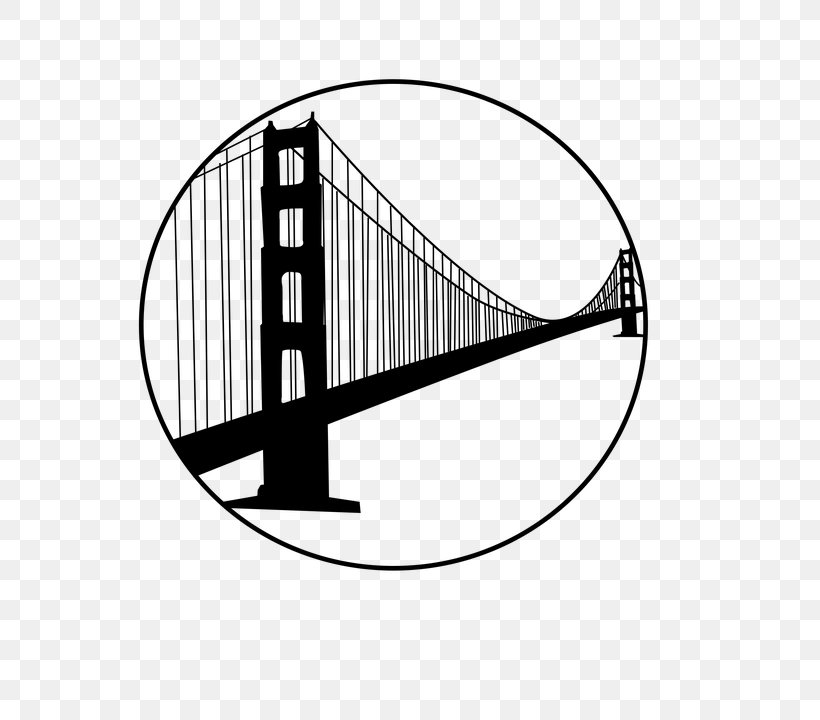 Golden Gate Bridge San Francisco Bay Clip Art, PNG, 720x720px, Golden Gate Bridge, Area, Black And White, Bridge, Golden Gate Download Free