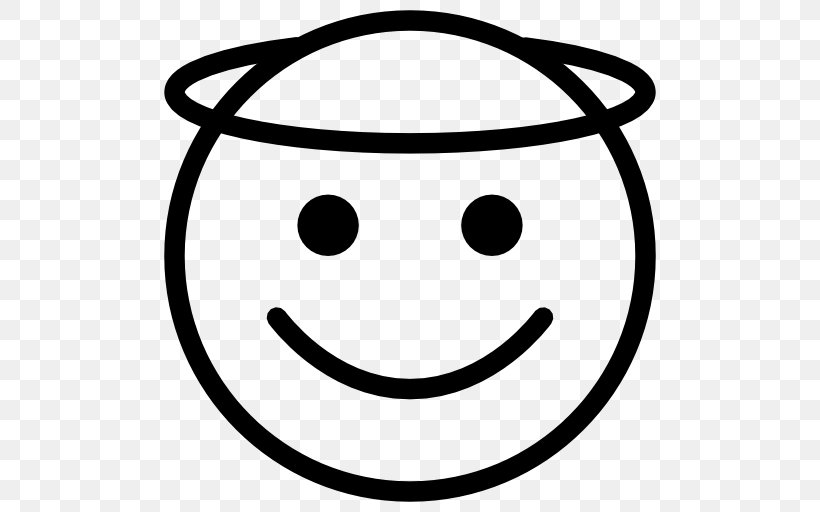Smiley Emoticon Emoji Angel, PNG, 512x512px, Smiley, Angel, Anger, Area, Black And White Download Free