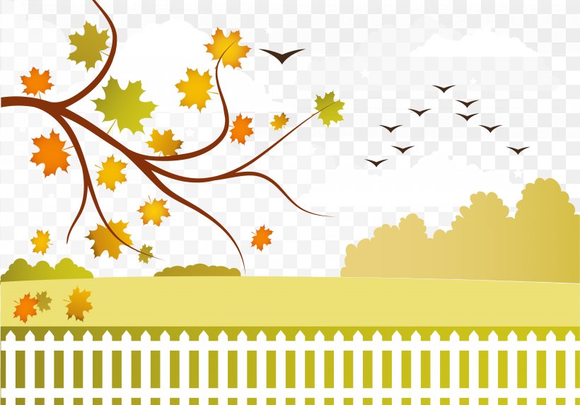 Autumn Euclidean Vector Illustration, PNG, 5358x3748px, Autumn, Border, Branch, Flora, Floral Design Download Free