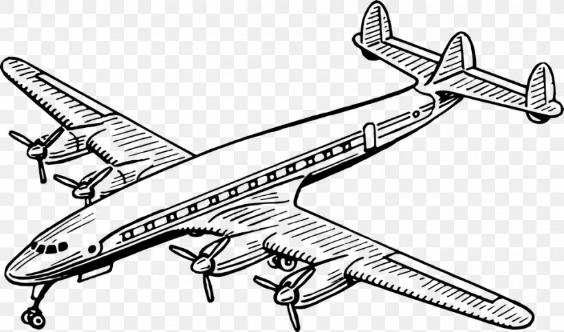 Airplane Aircraft Black And White Clip Art, PNG, 960x566px, Airplane, Aerospace Engineering, Aircraft, Aircraft Engine, Airliner Download Free