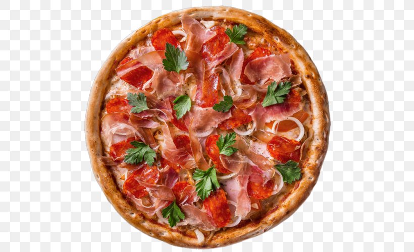 California-style Pizza Prosciutto Sicilian Pizza Bacon, PNG, 500x500px, Californiastyle Pizza, Bacon, California Style Pizza, Cuisine, Delivery Download Free