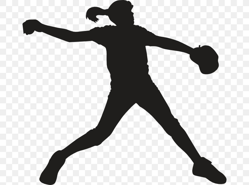 Fastpitch Softball Pitcher Clip Art, PNG, 672x609px, Fastpitch Softball, Arm, Baseball, Batter, Black And White Download Free