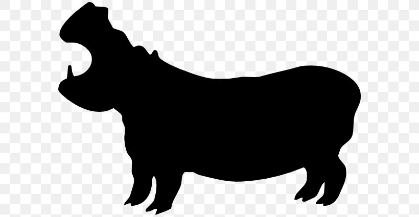 Hippopotamus Silhouette Clip Art, PNG, 600x425px, Hippopotamus, Black, Black And White, Blog, Bull Download Free