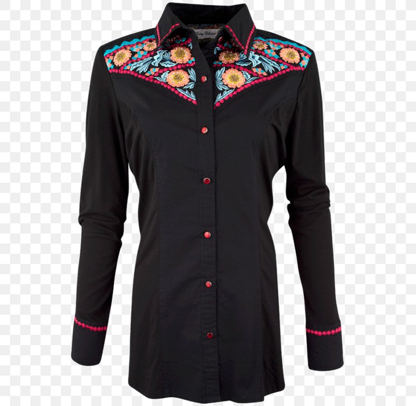 Long-sleeved T-shirt Blouse Morning Dress, PNG, 544x800px, Longsleeved Tshirt, Black, Black M, Blouse, Button Download Free