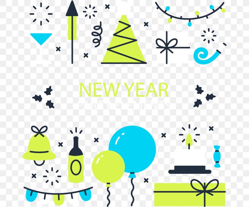 Party New Year Euclidean Vector, PNG, 672x681px, Party, Area, Designer, Diagram, Element Download Free