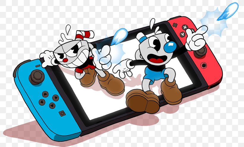 Cuphead Nintendo Switch Overcooked 2 Video Games, PNG, 800x494px, Cuphead, Animated Cartoon, Cartoon, Electronic Device, Fictional Character Download Free