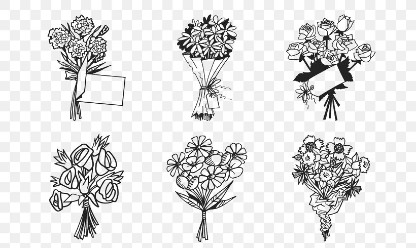 Flower Bouquet Nosegay Euclidean Vector, PNG, 700x490px, Flower Bouquet, Art, Black And White, Body Jewelry, Diamond Download Free