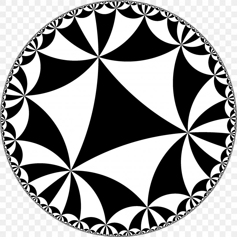 Hyperbolic Geometry Euclidean Geometry Tessellation Upper Half-plane, PNG, 2520x2520px, Hyperbolic Geometry, Area, Black, Black And White, Euclidean Geometry Download Free