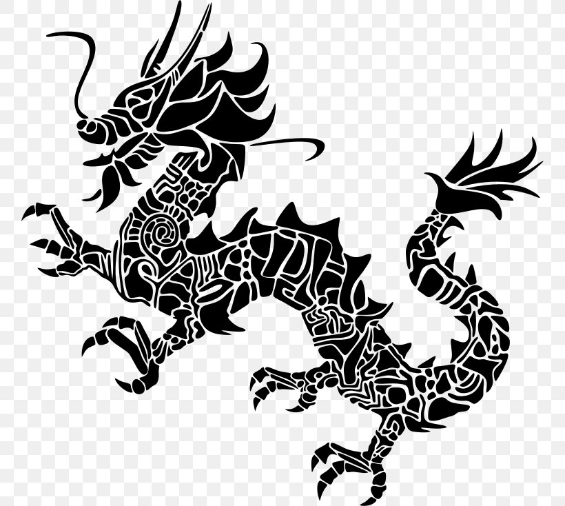 Chinese Dragon Clip Art, PNG, 760x734px, Chinese Dragon, Art, Black And White, Dragon, Drawing Download Free