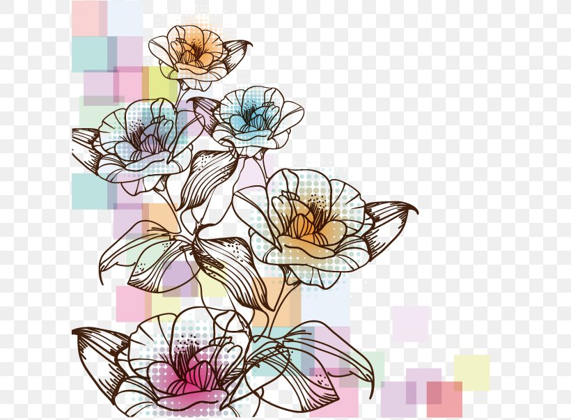 Painting Flower Drawing Euclidean Vector, PNG, 614x603px, Painting, Art, Artwork, Color, Creative Arts Download Free