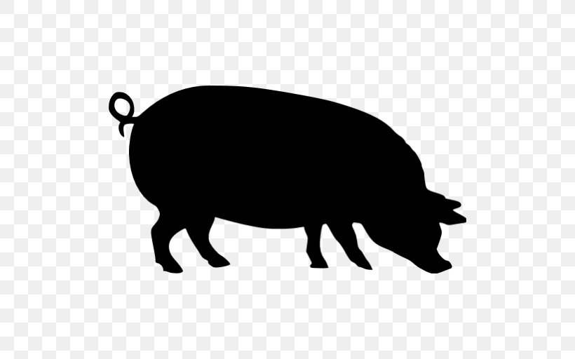 Pig Silhouette Stencil Clip Art, PNG, 512x512px, Pig, Animal, Art, Black And White, Cattle Like Mammal Download Free