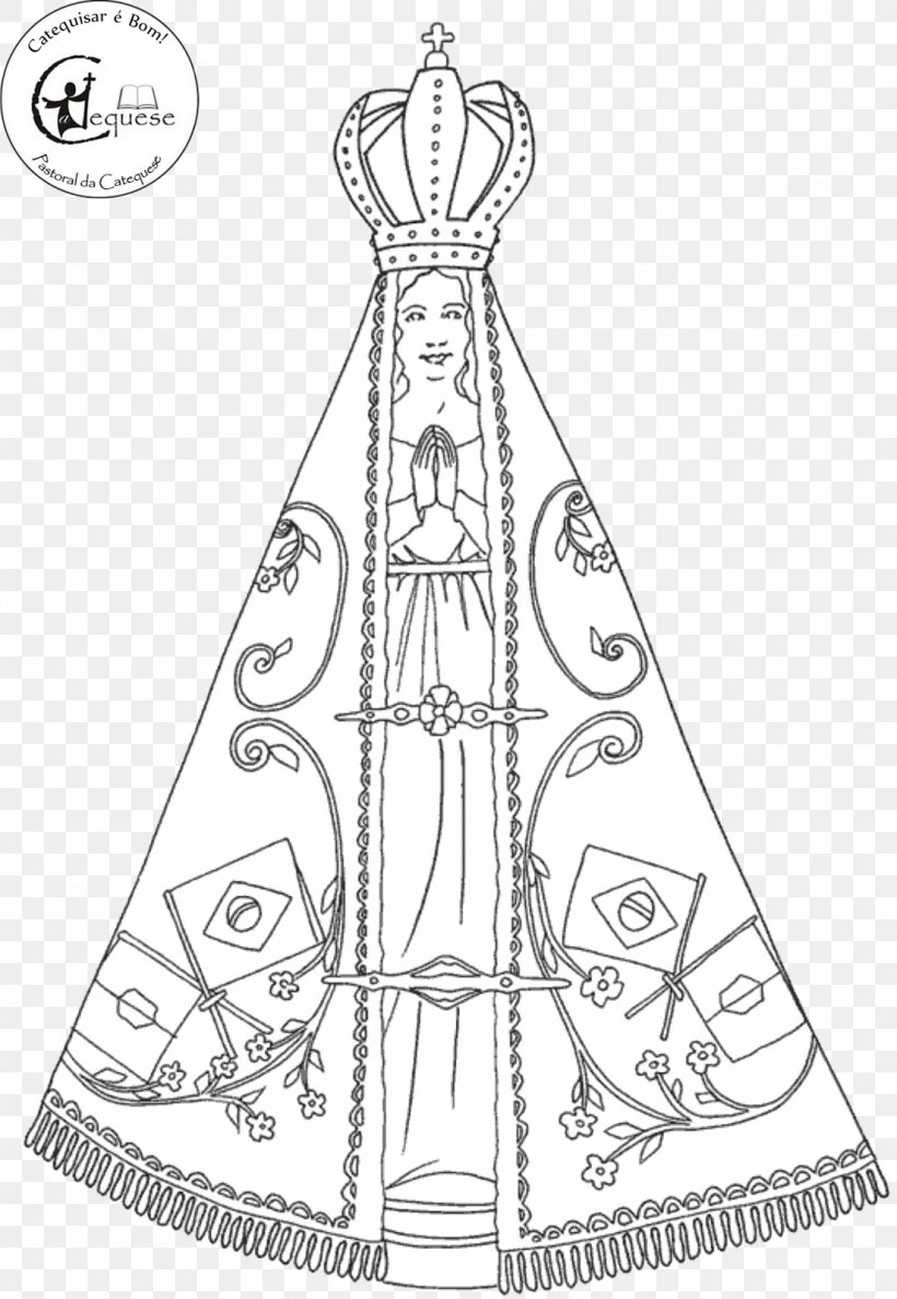 Our Lady Of Aparecida Our Lady Mediatrix Of All Graces Drawing Painting, PNG, 1105x1600px, Our Lady Of Aparecida, Aparecida, Area, Artwork, Black And White Download Free