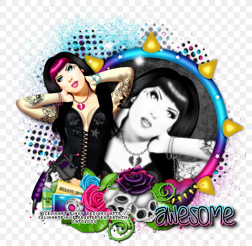 Photomontage Cartoon Desktop Wallpaper Black Hair, PNG, 800x800px, Watercolor, Cartoon, Flower, Frame, Heart Download Free