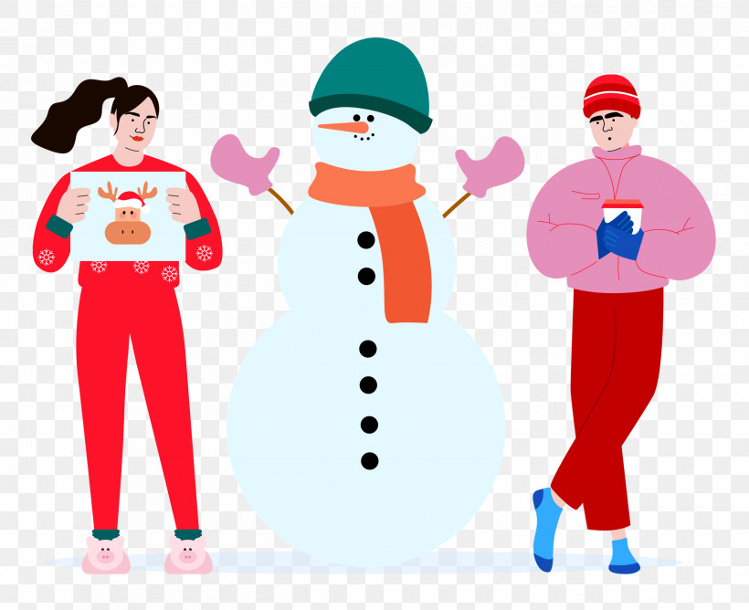 Christmas Winter Snowman, PNG, 2500x2039px, Christmas, Biology, Cartoon, Christmas Day, Happiness Download Free