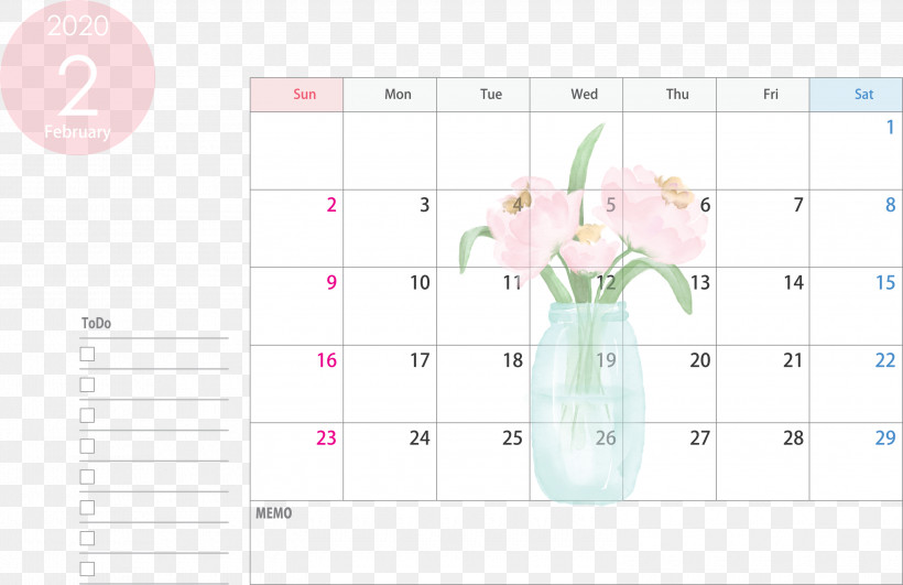 February 2020 Calendar February 2020 Printable Calendar 2020 Calendar, PNG, 3000x1943px, 2020 Calendar, February 2020 Calendar, Diagram, February 2020 Printable Calendar, Line Download Free