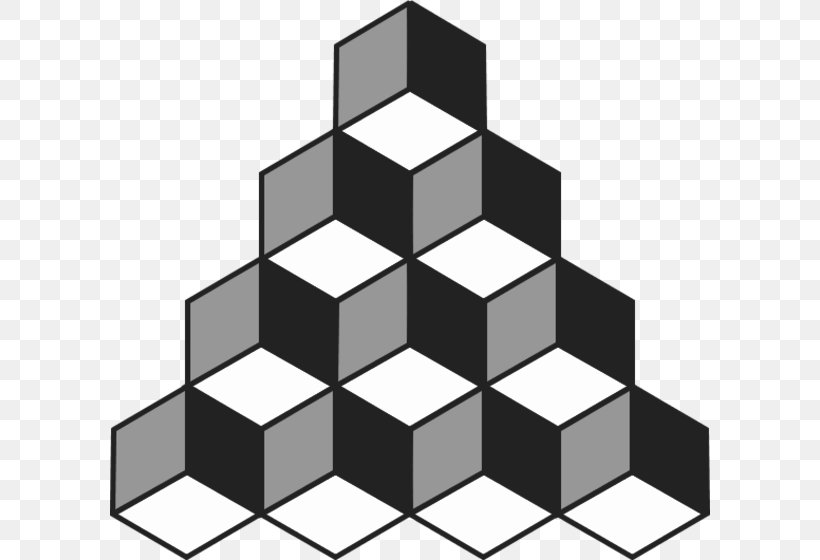 Penrose Triangle Necker Cube Optical Illusion Clip Art, PNG, 600x560px, Penrose Triangle, Black And White, Cube, Illusion, Monochrome Download Free