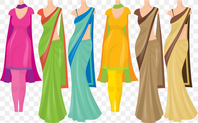 Dress Clothing In India Clip Art, PNG, 5757x3585px, Watercolor, Cartoon, Flower, Frame, Heart Download Free