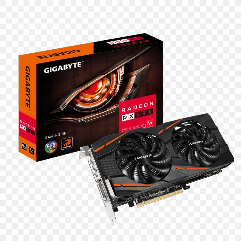 Graphics Cards & Video Adapters AMD Radeon 500 Series GDDR5 SDRAM Gigabyte Technology, PNG, 1000x1000px, Graphics Cards Video Adapters, Advanced Micro Devices, Amd Crossfirex, Amd Radeon 500 Series, Cable Download Free
