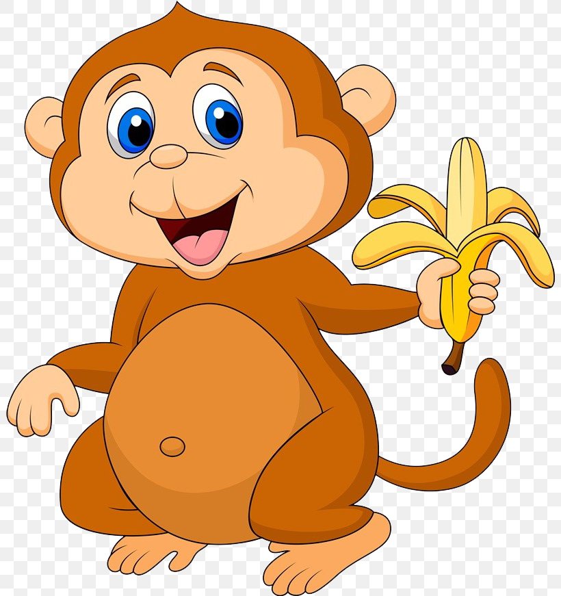 Eating Monkey Illustration, PNG, 802x871px, Eating, Banana, Big Cats, Carnivoran, Cartoon Download Free