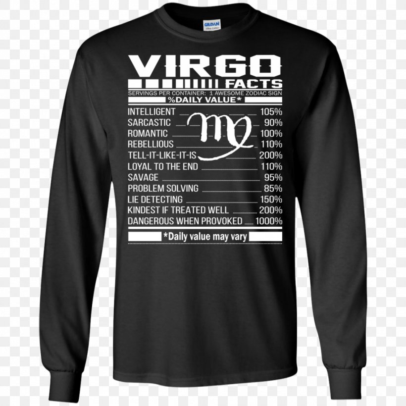Long-sleeved T-shirt Hoodie Virgo, PNG, 1155x1155px, Tshirt, Active Shirt, Astrological Sign, Black, Brand Download Free
