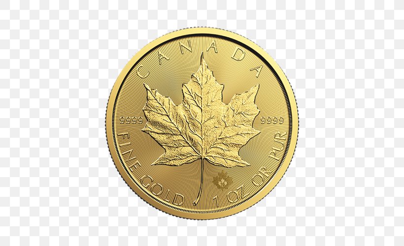 Canadian Gold Maple Leaf Canadian Maple Leaf Royal Canadian Mint Bullion Coin Gold Coin, PNG, 500x500px, Canadian Gold Maple Leaf, American Silver Eagle, Bullion, Bullion Coin, Canadian Maple Leaf Download Free