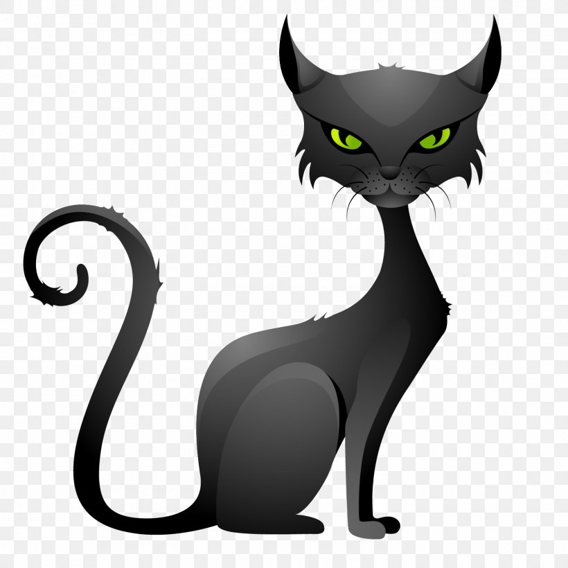 Black Cat Halloween Kitten, PNG, 1500x1500px, Cat, Black Cat, Carnivoran, Cartoon, Cat Like Mammal Download Free