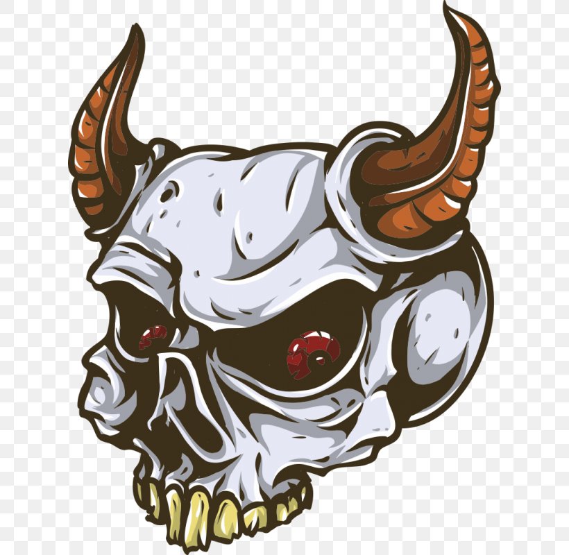 Skull Demon Sticker Clip Art, PNG, 800x800px, Skull, Bone, Decal, Demon, Devil Download Free