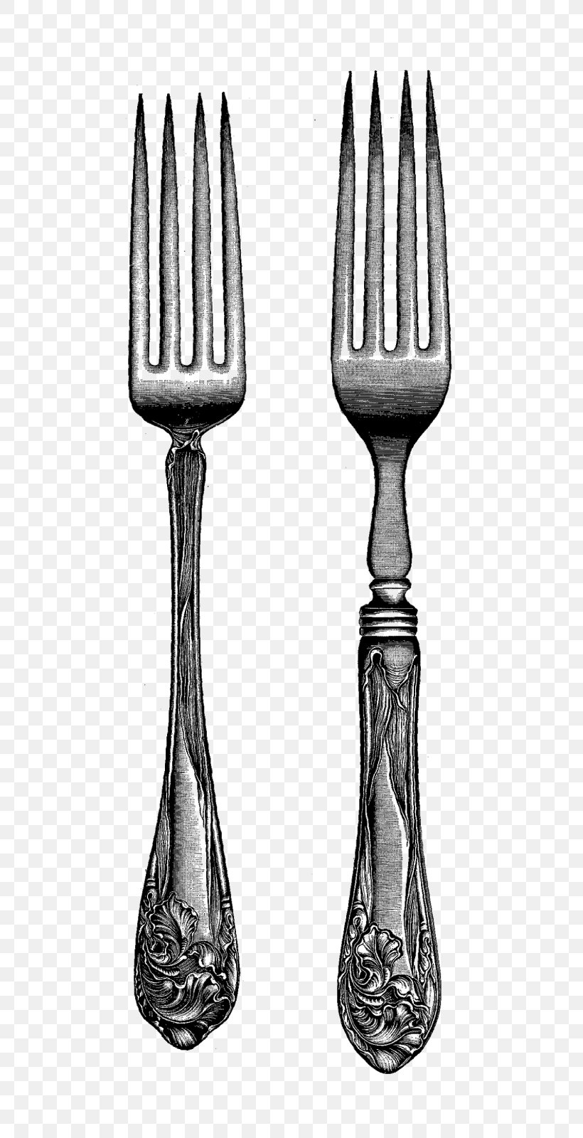 Fork Knife Cutlery Spoon Clip Art, PNG, 739x1600px, Fork, Black And White, Cutlery, Digital Stamp, Household Silver Download Free