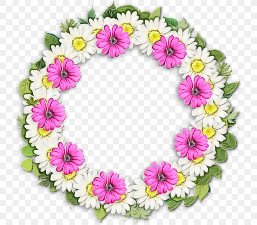 Watercolor Wreath Flower, PNG, 720x720px, Watercolor, Alexandroupoli, Artificial Flower, Cut Flowers, Daisy Download Free