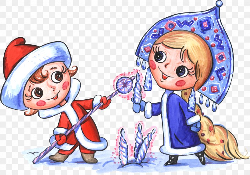 Ded Moroz Snegurochka Santa Claus New Year Tree, PNG, 2068x1455px, Watercolor, Cartoon, Flower, Frame, Heart Download Free