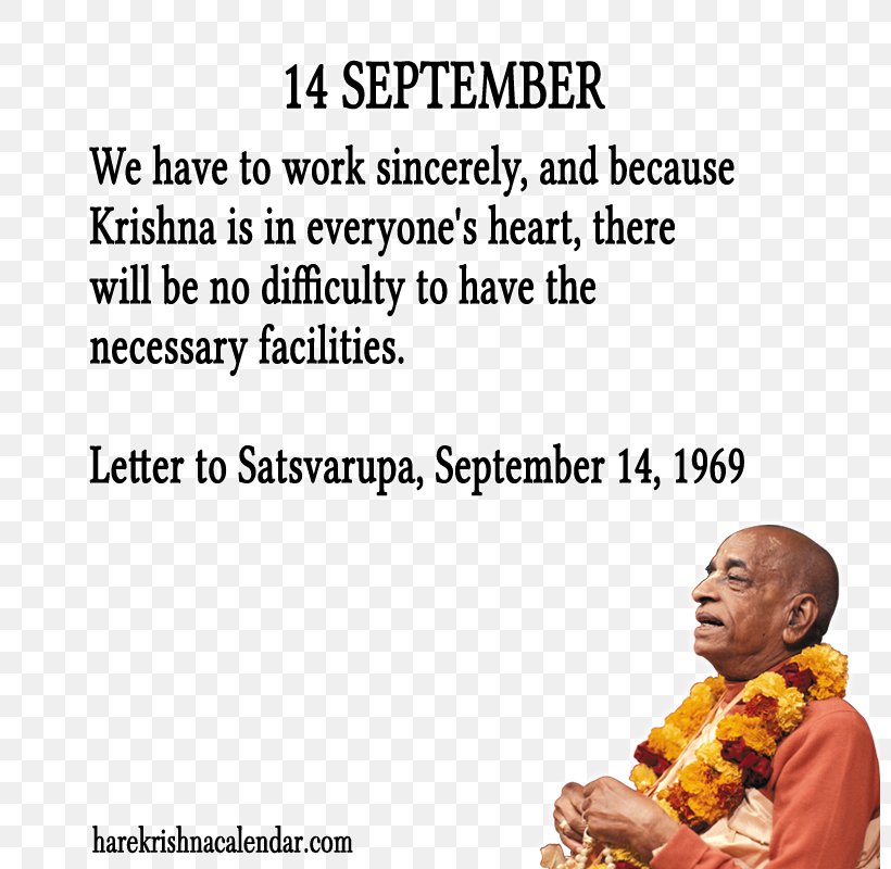 International Society For Krishna Consciousness Quotation 14 September Month, PNG, 800x800px, Krishna, Area, C Bhaktivedanta Swami Prabhupada, Calendar, Citation Download Free