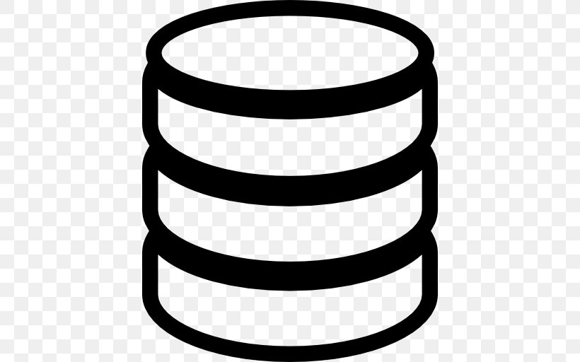 Database, PNG, 512x512px, Database, Black And White, Data, Data Storage, Symbol Download Free