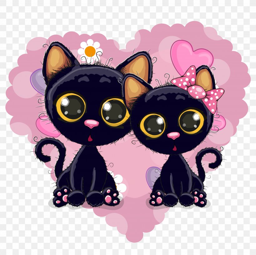Kitten Black Cat Hello Kitty Cartoon, PNG, 3200x3200px, Kitten, Black, Black Cat, Carnivoran, Cartoon Download Free